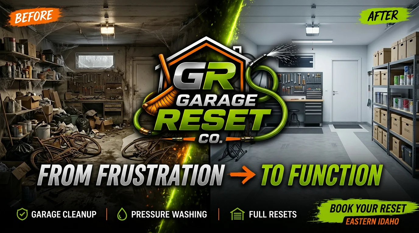 Garage Reset Co — before and after garage transformation, from frustration to function